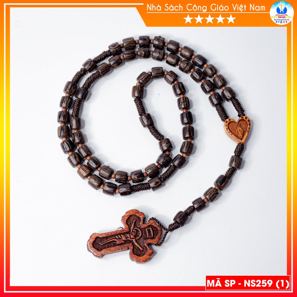 Rosary - 50 ebony wood rosary beads 6mm NS259 Catholic gift, CHRISTMAS, patron saint's feast, birthday