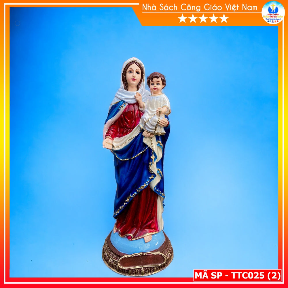 Statue of Virgin Mary holding Jesus 20cm composite hand painted TTC025