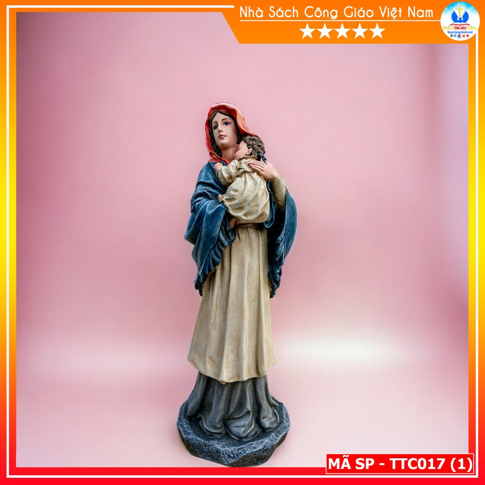 Statue of Virgin Mary holding Jesus 25cm high quality hand painted Composite TTC017