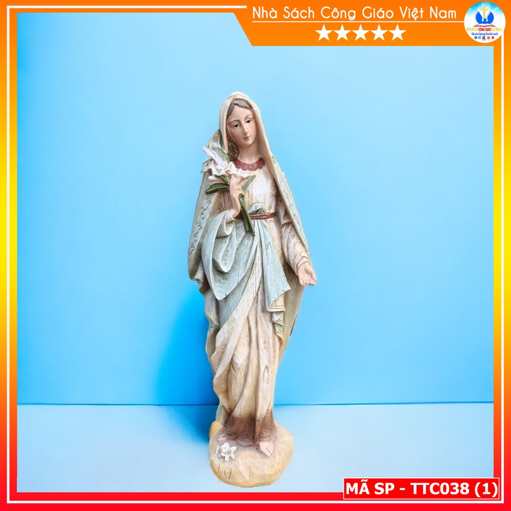 Statue of Our Lady of the Lily of the Valley, Italian model, antique imitation, 30cm Composite TTC038
